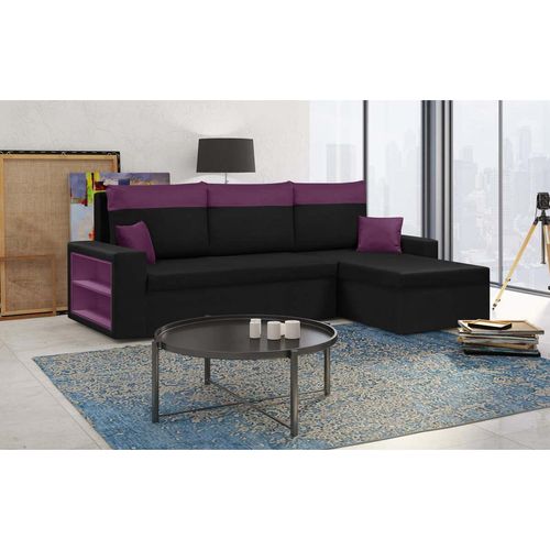 Ecksofa mit Schlaffunktion PABLO1 - Schwarz/Violett