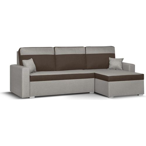 ASTO3 Ecksofa mit Schlaffunktion - Hellbraun/Dunkelbraun