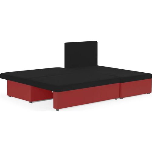 Ecksofa Polo mit Schlaffunktion - Schwarz/Rot
