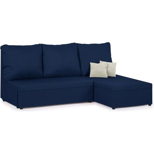 3-Sitzer-Ecksofa mit Schlaffunktion TOM - Marineblau/Creme