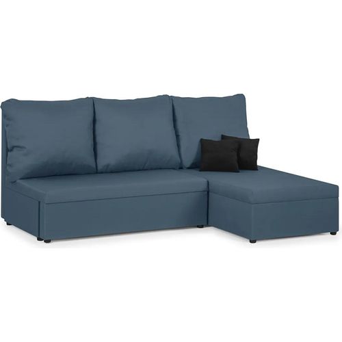 3-Sitzer-Ecksofa mit Schlaffunktion TOM - Blau/Schwarz