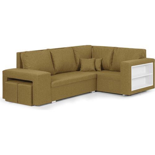 MILO3 Ecksofa mit Schlaffunktion - Senf