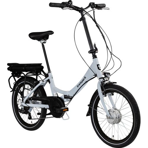 Tretwerk Chioni E Bike Faltrad 20 Zoll Elektrofahrrad Damen Herren 145 - 175 cm Pedelec Klapprad weiß