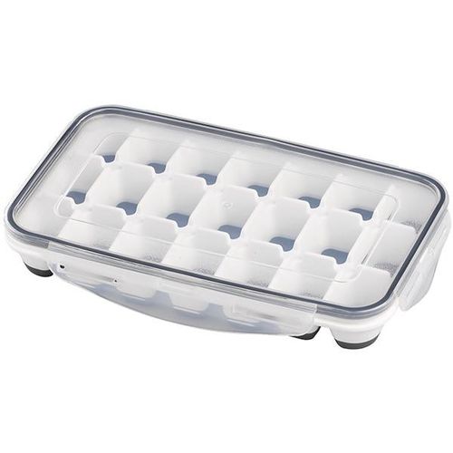 Eiswürfelform APS, weiß (transparent, weiß), B:15cm L:25cm T:4cm, Kunststoff, Silikon, Küchenformen, inkl. transparentem Deckel, für bis zu 21 Eiswürfel