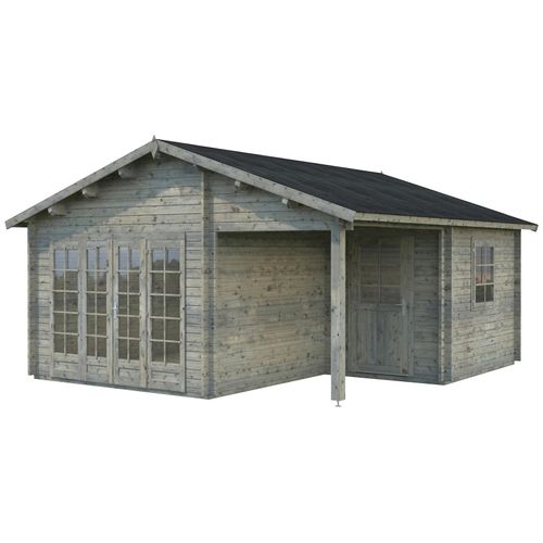 Gartenhaus PALMAKO "Irene", grau, Fußboden im Gartenhaus, ohne Dacheindeckung, Massivholz, Gartenhäuser, Gartenhaus, 21,9+5,2 qm