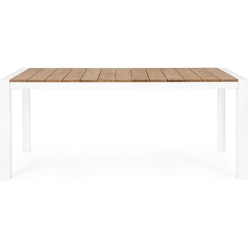 Tisch Cameron 210 x 90 x 76 cm Aluminium Teakholz Weiß Natur