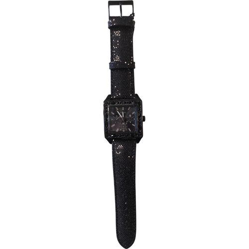 Guess Damenuhr Edelstahl Textilband Schwarz Glitzed Ice - W0049L2