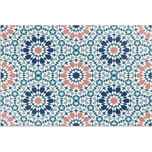 Pastellfarbenes geometrisches Kaleidoskop-Muster – Vinylteppich – 150x225 cm – Outdoor Teppich – Terrasse – Wetterfest – Modern