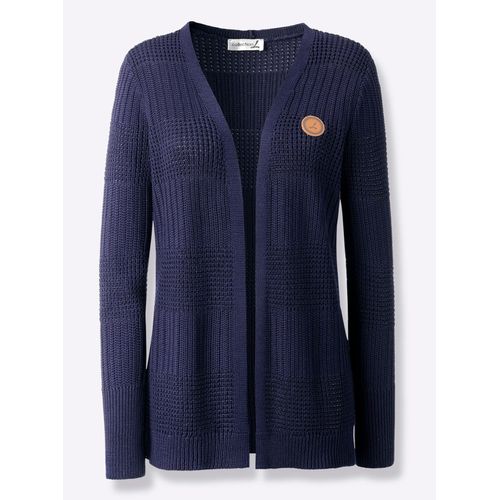 Strickjacke CASUAL LOOKS, Damen, Gr. 50, blau (marine), 50% Baumwolle, 50% Polyacryl, unifarben, Strickjacken