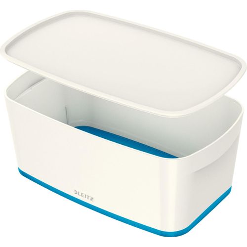 Aufbewahrungsbox MyBox Klein A5 mit Deckel ABS weiß/blau Packung mit 4 Stück