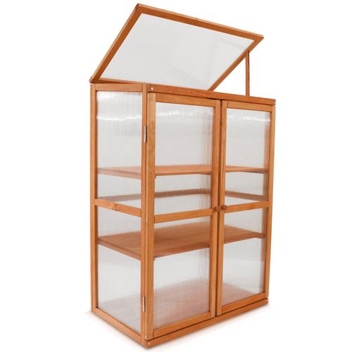 HECHT Frühling Frühbeet Gewächshaus Pflanzschrank Holz | 76 x 47 x 110,5 cm | 3 Einlegeböden
