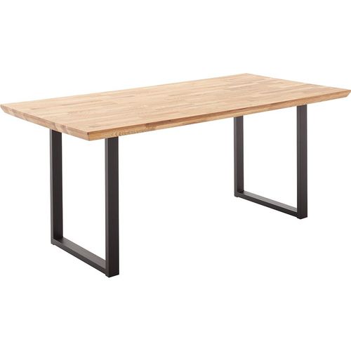 Massivholz-Esstisch 140x75 cm in Wildeiche massiv geölt mit Schweizer Kante und Metallgestell - ZAMORA-06
