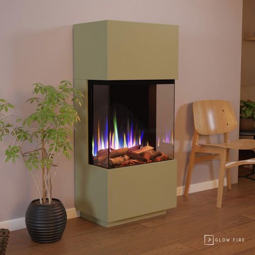 Glow Fire Elektrokamin 'PR11' in LED Standkamin in weiß mit Heizung (1500 W) | HxBxT: 130x61,5x40cm