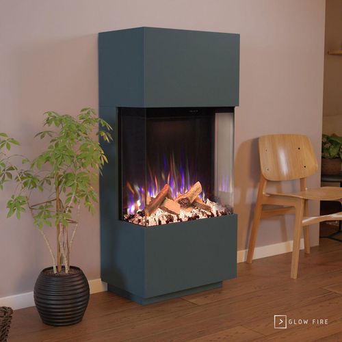 Glow Fire Elektrokamin 'PR11' in LED Standkamin in weiß mit Heizung (1500 W) | HxBxT: 130x61,5x40cm