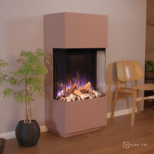 Glow Fire Elektrokamin 'PR11' in LED Standkamin in weiß mit Heizung (1500 W) | HxBxT: 130x61,5x40cm