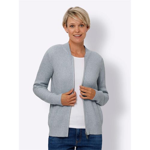 Strickjacke CLASSIC BASICS, Damen, Gr. 40, blau (taubenblau, meliert), 100% Polyacryl, meliert, unifarben, Strickjacken