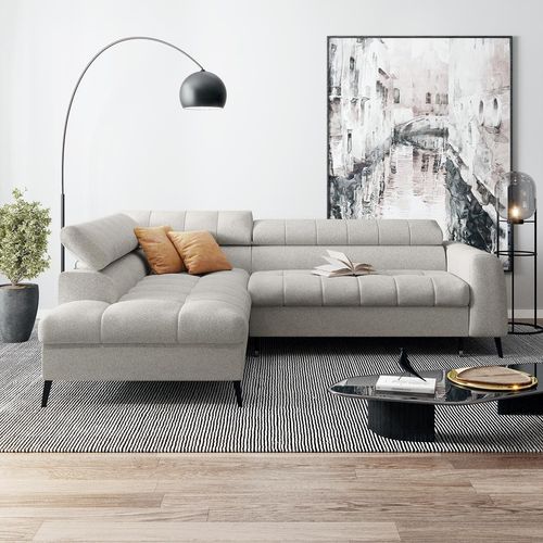 Ecksofa mit Schlaffunktion VINNI L, Eckseite: Links, Farbe: Beige, Stoff: Misterio 07