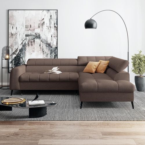Ecksofa mit Schlaffunktion VINNI L, Eckseite: Rechts, Farbe: Braun, Stoff: Misterio 28