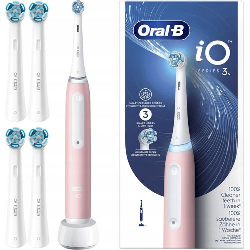 Oral-B | Elektrische Zahnbürste iO Series 3 - Rosa - Intelligente Reinigung - 4 Aufsätze