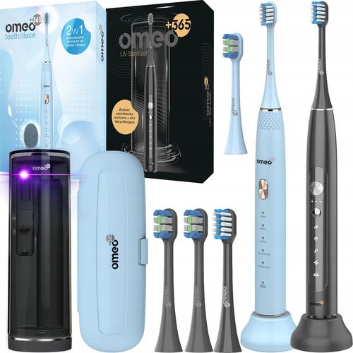 OMEO | Elektrische Zahnbürsten - 2x Modelle - Blau und Schwarz - UV Desinfektion - 5 Reinigungsmodi