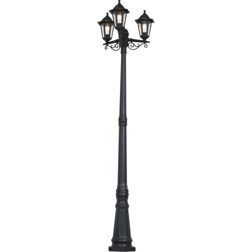 QAZQA - Klassisch I Antik Klassische Außenleuchte I Sockelleuchte schwarz 217 cm IP44 - New Haven Gehämmert I Außenbeleuchtung - Kunststoff Rund - LED geeignet E27