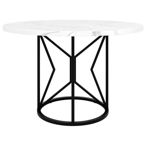 Runder Esstisch 100x100x76cm Kein Matratze Marmorierte MDF Tischplatte Metall Geometrische Tischbeine Schwarz Beine 4-6 Personen Esszimmer Wohnzimmer