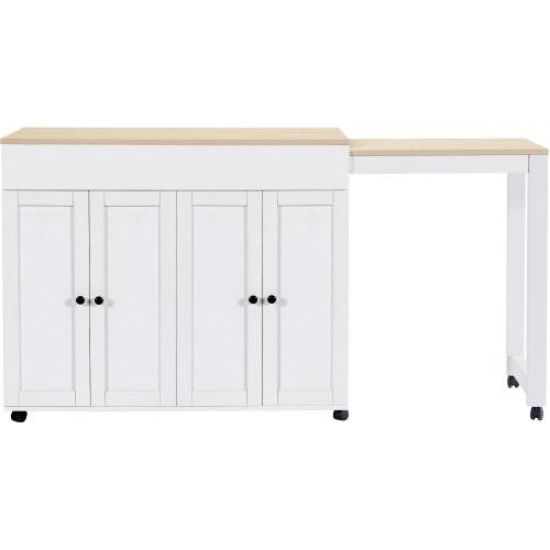 Bartisch 118-180x50x94cm Weiss Moderner Ausziehbarer Mit Stauraum Sechs Ablageflaechen Stehtisch Bistrotisch Fuer Esszimmer Wohnzimmertrennwand