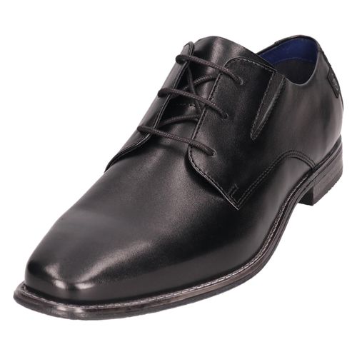 Schnürschuh BUGATTI, Herren, Gr. 44, schwarz, Leder, Basic, Schuhe, Business Schuh, Anzugschuh mit feinem Blockabsatz