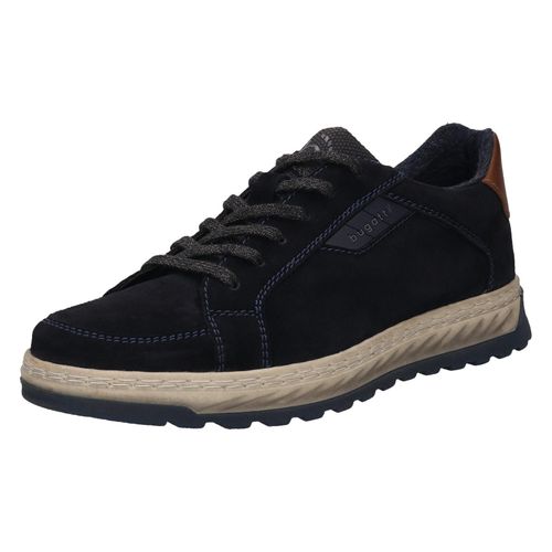 Schnürschuh BUGATTI, Herren, Gr. 43, blau, Veloursleder, casual, Schuhe, Halbschuh, Sneaker, Freizeitschuh mit Profilsohle