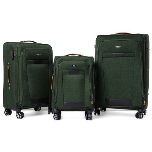 RGL S-030 Kofferset Reisekofferset Stoff 3in1 Koffer Set 3tlg XXL XL L Farbe: Dunkel Grün