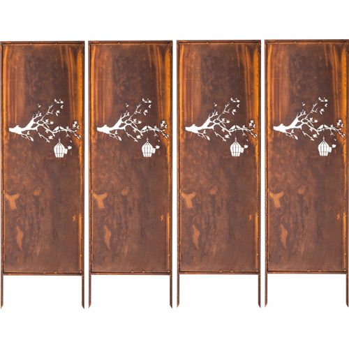 Sichtschutz 4X - Rost Garten Deko 160X50Cm Windschutz Metall Rostoptik Edelrost