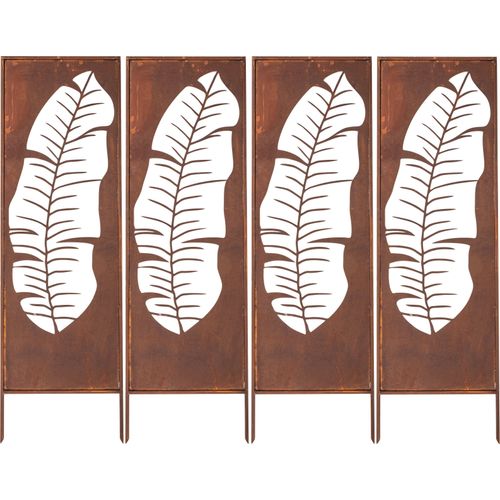 Sichtschutz Metal 4x - 160 x 50 cm - Edelrost - Rostoptik Sichtschutz für Garten - Sichtschutzelement - Sichtschutzwand - Gartendekoration Zaun Rost