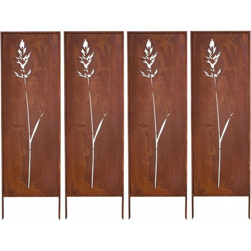 Sichtschutz 4X - Rost Garten Deko 160X50Cm Windschutz Metall Rostoptik Edelrost