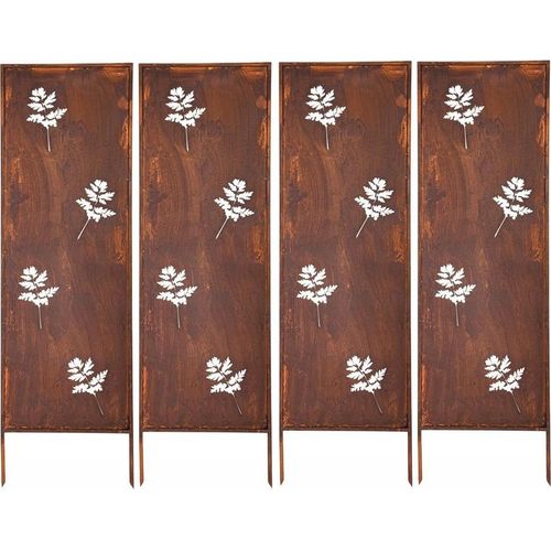 Sichtschutz 4X - Rost Garten Deko 160X50Cm Windschutz Metall Rostoptik Edelrost