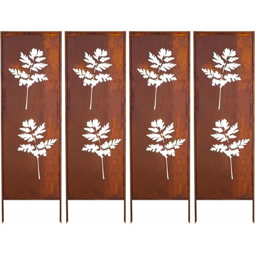 Sichtschutz 4X - Rost Garten Deko 160X50Cm Windschutz Metall Rostoptik Edelrost