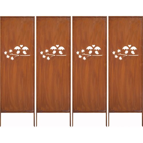 Sichtschutz 4X - Rost Garten Deko 160X50Cm Windschutz Metall Rostoptik Edelrost