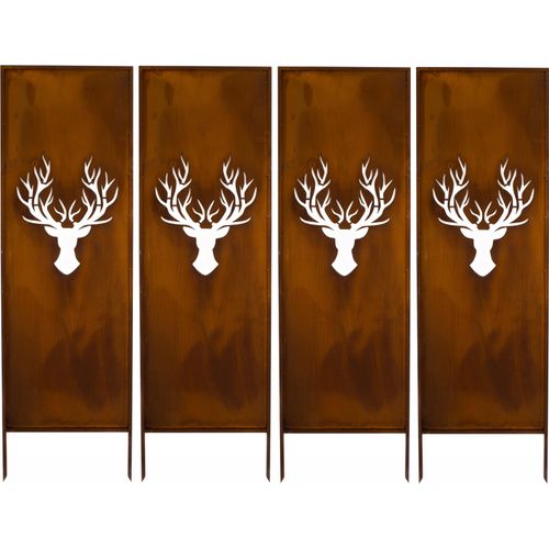 Sichtschutz 4X - Rost Garten Deko 160X50Cm Windschutz Metall Rostoptik Edelrost