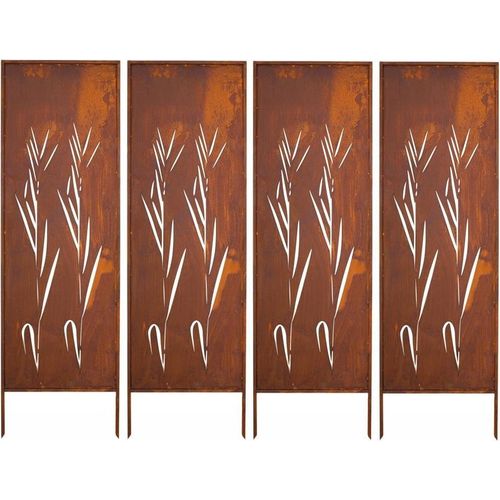 Sichtschutz 4X - Rost Garten Deko 160X50Cm Windschutz Metall Rostoptik Edelrost