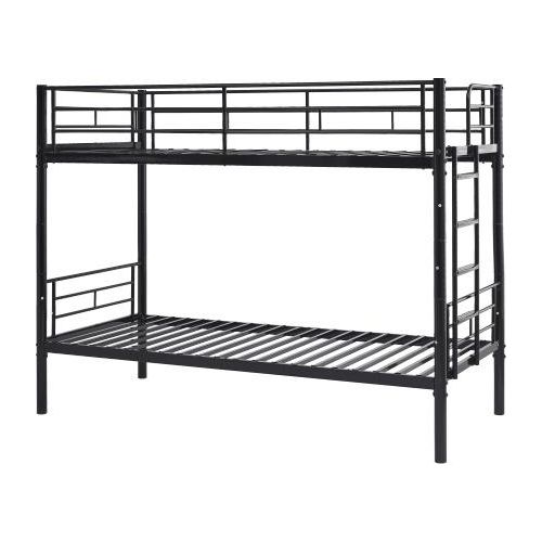 Etagenbett 90x200cm Ohne Matratze Schwarz Kinderbett Mit Sicherheitsgelae nder Umbaubar Zu 2 Einzelbetten Mit Lattenrost Anti-Rutsch Treppe