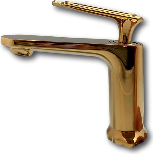 Luxus Badarmatur Wasserhahn Waschbecken Bad Badezimmer Exklusiv 24k Gold hochglanzpoliert aus Messing - Italy