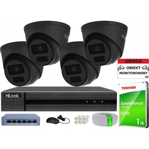 Haus Überwachung Set Von 4 4Mp Ip Poe Kameras Hilook Hikvision Nvr + 1Tb Laufwerk