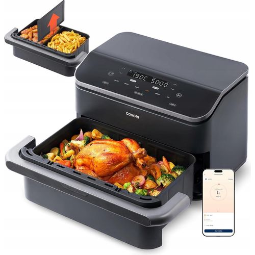 Fettfreie Friteuse Cosori Schwarz Twinfry Dual Luftfriteuse 10L 2800W