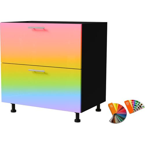 Schubladenunterschrank BRERRA 80x82cm lackiert Ausführung wählbar BR-D2 - 80,RAL Wunschfarbe (K5 / K7),schwarz,Blum Metabox (Teilauszug)