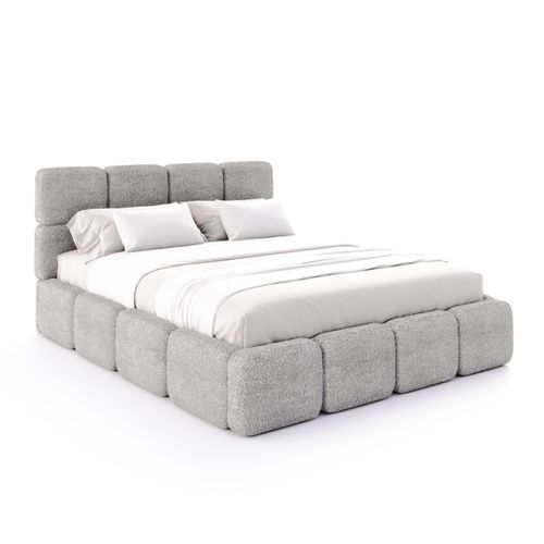 Bett CLOUDY 160x200 cm Polsterbett mit Lattenrost aus Metall Bettkasten cleo grau