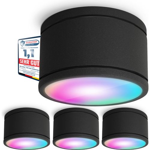 SSC-LUXon 4 Stück CELI-WX Aufbaustrahler Bad IP44 mit 4x LED Lampe GX53 kompatibel mit Alexa, Siri & Google - Spots WiFi Smart RGBW
