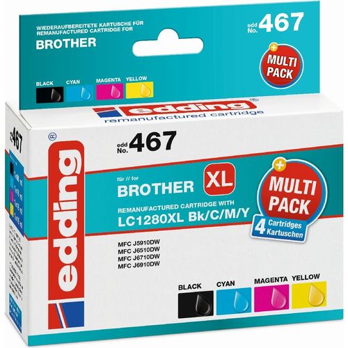 Druckerpatronen Multipack kompatibel mit Brother LC1280XL BK/C/M/Y Packung mit 12 Stück