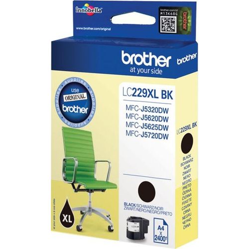 Tintenpatrone Brother LC-229XLBK schwarz (ca. 2400 Seiten) Packung mit 5 Stück