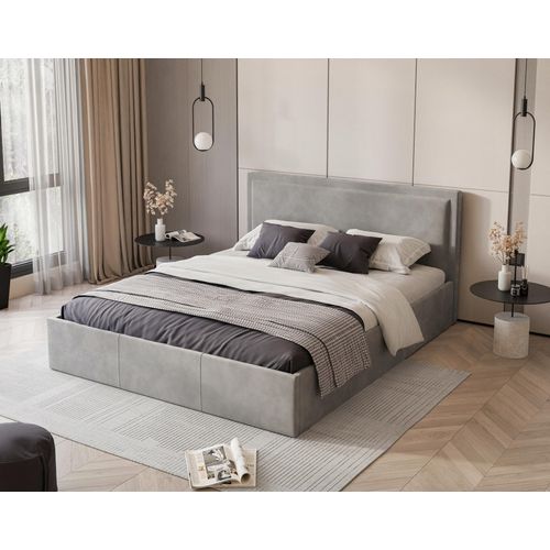 Polsterbett SOAVE 120x200 mit Holzlattenrost - Bequemes Bett - Grau