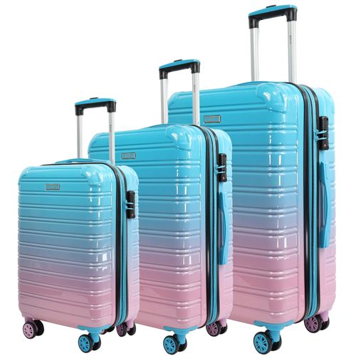 Blade Kofferset 3 Teilig Erweiterbar - Hartschalen Koffer Trolleys - Leichter Rollkoffer aus ABS+PC mit TSA Schloss -3er Reisekofferset (ROSA-Set)