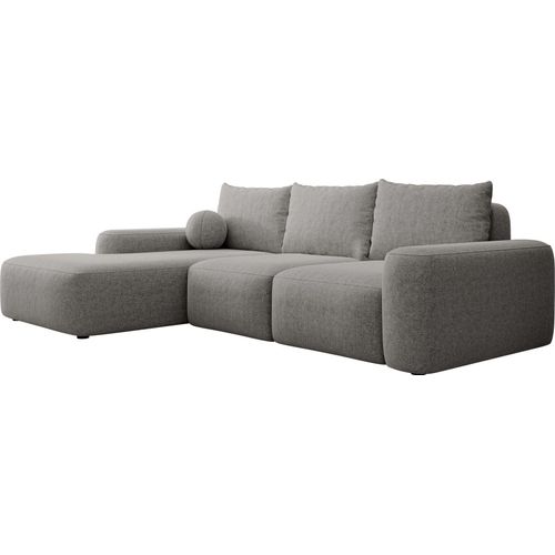 Selsey Carnos - Ecksofa mit Schlaffunktion, Balancekissen, Chenillebezug, Dunkelgrau, linksseitig